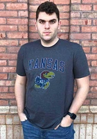 Rally Kansas Jayhawks Grey Distressed Arch Mascot Short Sleeve T Shirt