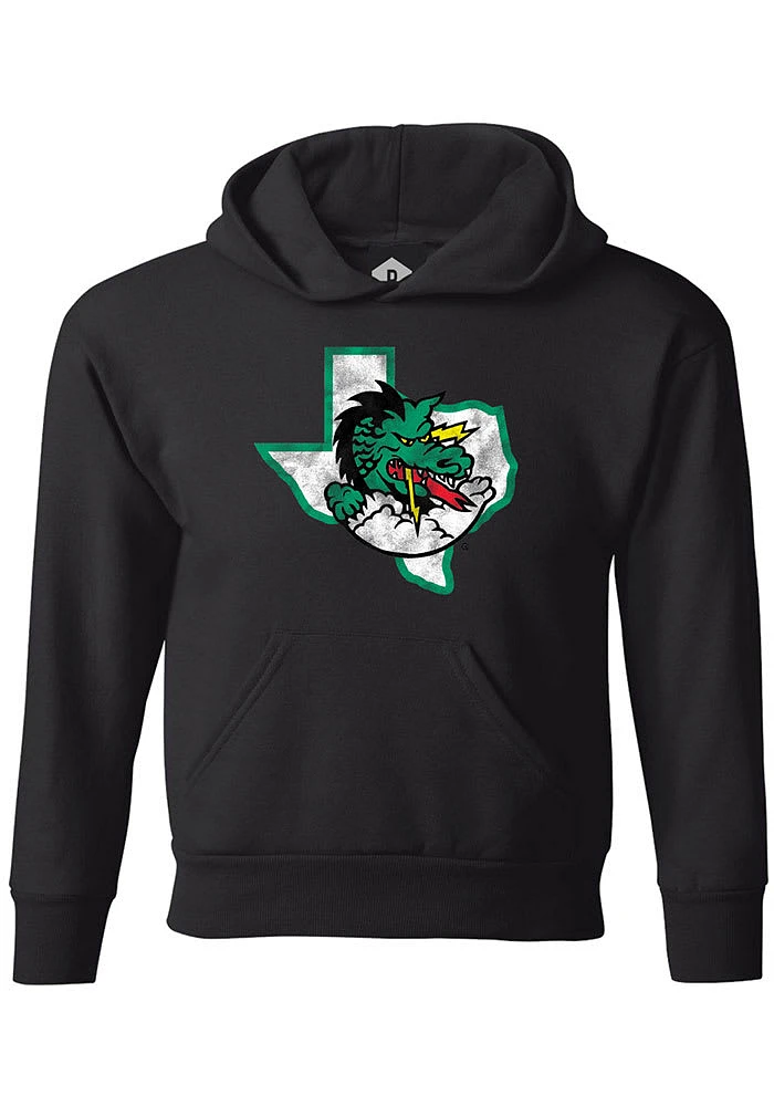 Rally Carroll High School Dragons Youth Black Primary Logo Distressed Long Sleeve Hoodie