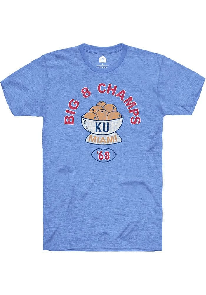 Rally Kansas Jayhawks Blue Big 8 Champs Short Sleeve Fashion T Shirt