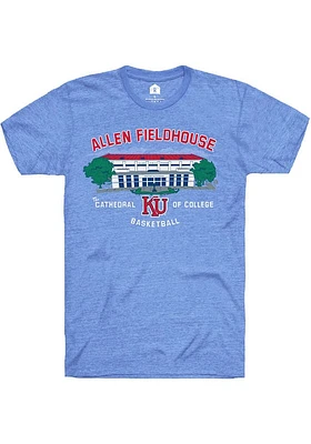 Rally Kansas Jayhawks Blue Cathedral of Basketball Short Sleeve Fashion T Shirt