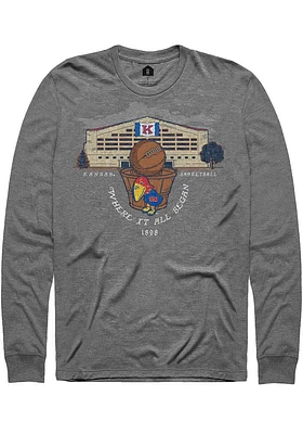 Rally Kansas Jayhawks Grey Where It All Began Long Sleeve Fashion T Shirt