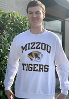Rally Missouri Tigers Mens White Number One Distressed Long Sleeve Crew Sweatshirt