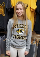 Rally Missouri Tigers Grey Number One Distressed Long Sleeve Fashion T Shirt