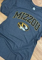 Rally Missouri Tigers Charcoal Arch Mascot Distressed Short Sleeve Fashion T Shirt