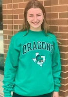 Rally Carroll High School Dragons Mens Green Arch Mascot Long Sleeve Crew Sweatshirt