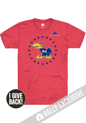 Rally Kansas Jayhawks Red Folds of Honor 41 Jayhawk Circle Short Sleeve Fashion T Shirt