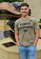 Rally Kansas Jayhawks Olive Folds of Honor Stencil Short Sleeve Fashion T Shirt