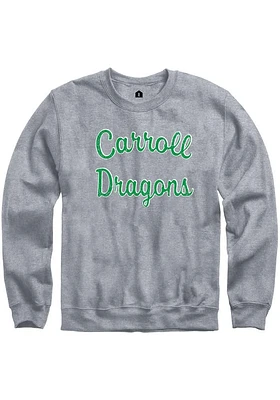 Rally Carroll High School Dragons Mens Grey Script Long Sleeve Crew Sweatshirt