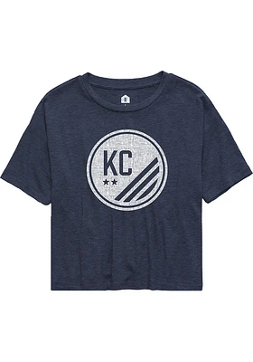 Rally KC Current Womens Navy Blue Tonal Short Sleeve T-Shirt