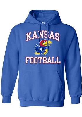Rally Kansas Jayhawks Mens Blue Football Number One Long Sleeve Hoodie