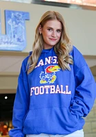 Rally Kansas Jayhawks Mens Blue Football Number One Long Sleeve Hoodie