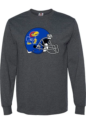 Rally Kansas Jayhawks Charcoal Football Helmet Long Sleeve T Shirt