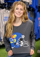 Rally Kansas Jayhawks Charcoal Football Helmet Long Sleeve T Shirt