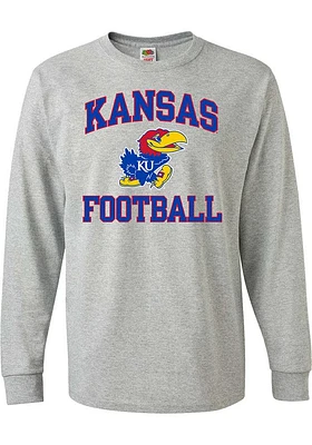 Rally Kansas Jayhawks Grey Football Number One Long Sleeve T Shirt