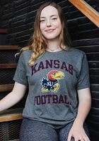 Rally Kansas Jayhawks Grey Football Number One Short Sleeve Fashion T Shirt
