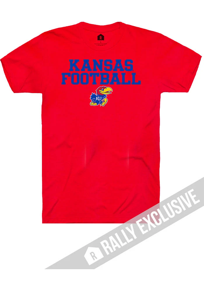 Rally Kansas Jayhawks Football Stacked Short Sleeve T Shirt