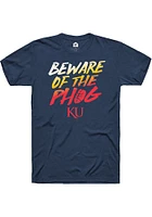 Rally Kansas Jayhawks Navy Blue Beware Of The Phog Fade Short Sleeve Fashion T Shirt