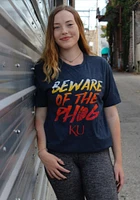 Rally Kansas Jayhawks Navy Blue Beware Of The Phog Fade Short Sleeve Fashion T Shirt