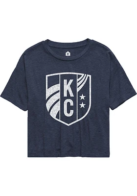Rally KC Current Womens Navy Blue Tonal Design Short Sleeve T-Shirt