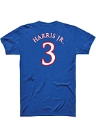 Dajuan Harris Jr Kansas Jayhawks Blue Basketball Player Name and Number Short Sleeve T Shir..