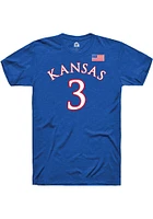 Dajuan Harris Jr Kansas Jayhawks Blue Basketball Player Name and Number Short Sleeve T Shir..