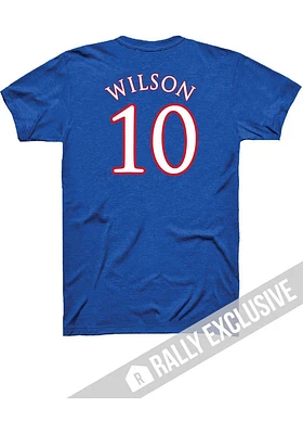 Jalen Wilson Kansas Jayhawks Blue Basketball Player Name and Number Short Sleeve T Shirt
