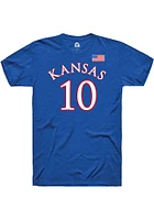 Jalen Wilson Kansas Jayhawks Blue Basketball Player Name and Number Short Sleeve T Shirt