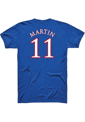 Remy Martin Kansas Jayhawks Blue Basketball Player Name and Number Short Sleeve T Shirt