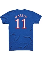 Remy Martin Kansas Jayhawks Blue Basketball Player Name and Number Short Sleeve T Shirt