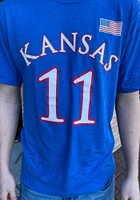 Remy Martin Kansas Jayhawks Blue Basketball Player Name and Number Short Sleeve T Shirt