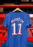 Remy Martin Kansas Jayhawks Blue Basketball Player Name and Number Short Sleeve T Shirt