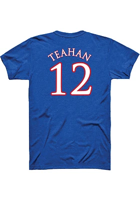Chris Teahan Kansas Jayhawks Blue Basketball Player Name and Number Short Sleeve T Shirt