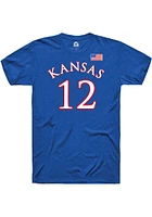 Chris Teahan Kansas Jayhawks Blue Basketball Player Name and Number Short Sleeve T Shirt