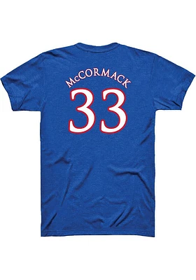 David McCormack Kansas Jayhawks Blue Basketball Player Name and Number Short Sleeve T Shirt