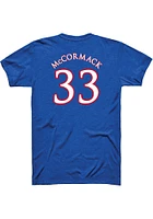 David McCormack Kansas Jayhawks Blue Basketball Player Name and Number Short Sleeve T Shirt