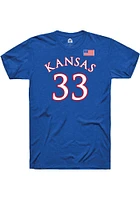 David McCormack Kansas Jayhawks Blue Basketball Player Name and Number Short Sleeve T Shirt