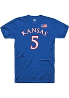 Kyle Cuffe Jr Kansas Jayhawks Blue Basketball Player Name and Number Short Sleeve T Shirt