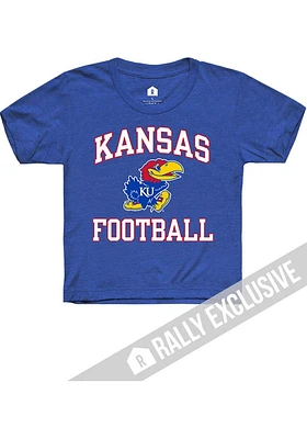 Rally Kansas Jayhawks Youth Blue Football Number One Short Sleeve T-Shirt