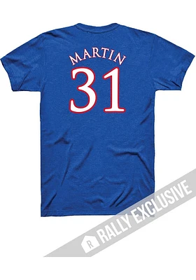 Cam Martin Kansas Jayhawks Blue Basketball Player Name and Number Short Sleeve T Shirt