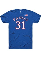 Cam Martin Kansas Jayhawks Blue Basketball Player Name and Number Short Sleeve T Shirt