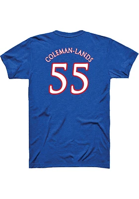 Jalen Coleman-Lands Kansas Jayhawks Blue Basketball Player Name and Number Short Sleeve T S..