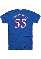Jalen Coleman-Lands Kansas Jayhawks Blue Basketball Player Name and Number Short Sleeve T S..