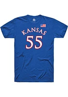 Jalen Coleman-Lands Kansas Jayhawks Blue Basketball Player Name and Number Short Sleeve T S..