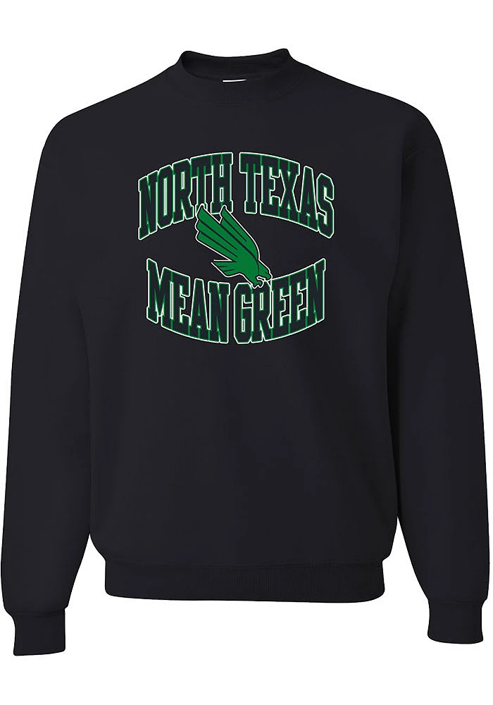 Rally North Texas Mean Green Mens Black Number One Tonal Long Sleeve Crew Sweatshirt