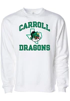 Rally Carroll High School Dragons Mens White Number One Long Sleeve Crew Sweatshirt