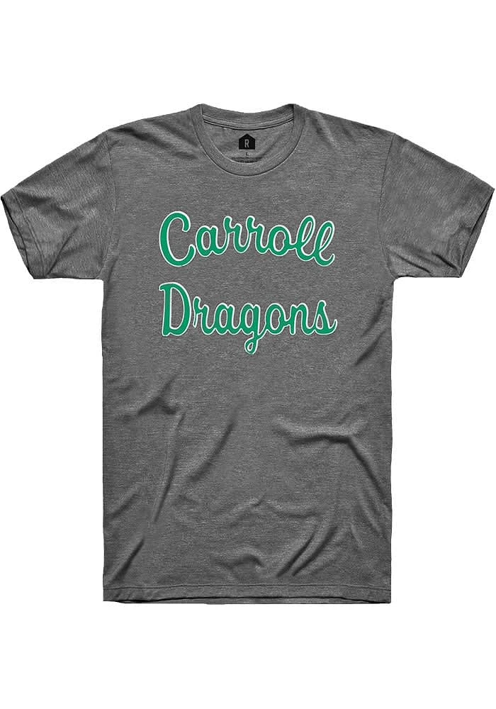 Rally Carroll High School Dragons Grey Script Short Sleeve Fashion T Shirt