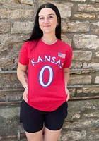 Erica Haynes-Overton Kansas Jayhawks Red Basketball Name and Number Short Sleeve Player T Shirt