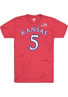 Aniya Thomas Kansas Jayhawks Red Basketball Name and Number Short Sleeve Player T Shirt