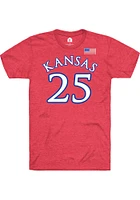 Chandler Prater Kansas Jayhawks Red Basketball Name and Number Short Sleeve Player T Shirt