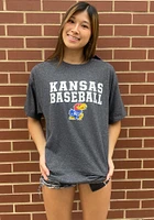 Rally Kansas Jayhawks Charcoal Baseball Stacked Long Sleeve T Shirt